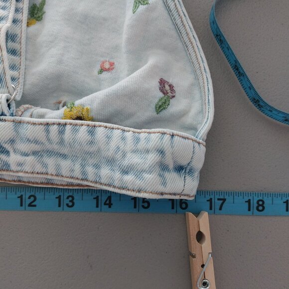 Wild Fable Denim Bra Top Size L Embroidery Floral Boho Festival Adjustable - Picture 7 of 13